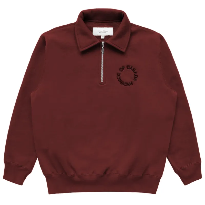 Half Zip Fleece Sweatshirt Burgundy - Unisex sold by Province of Canada