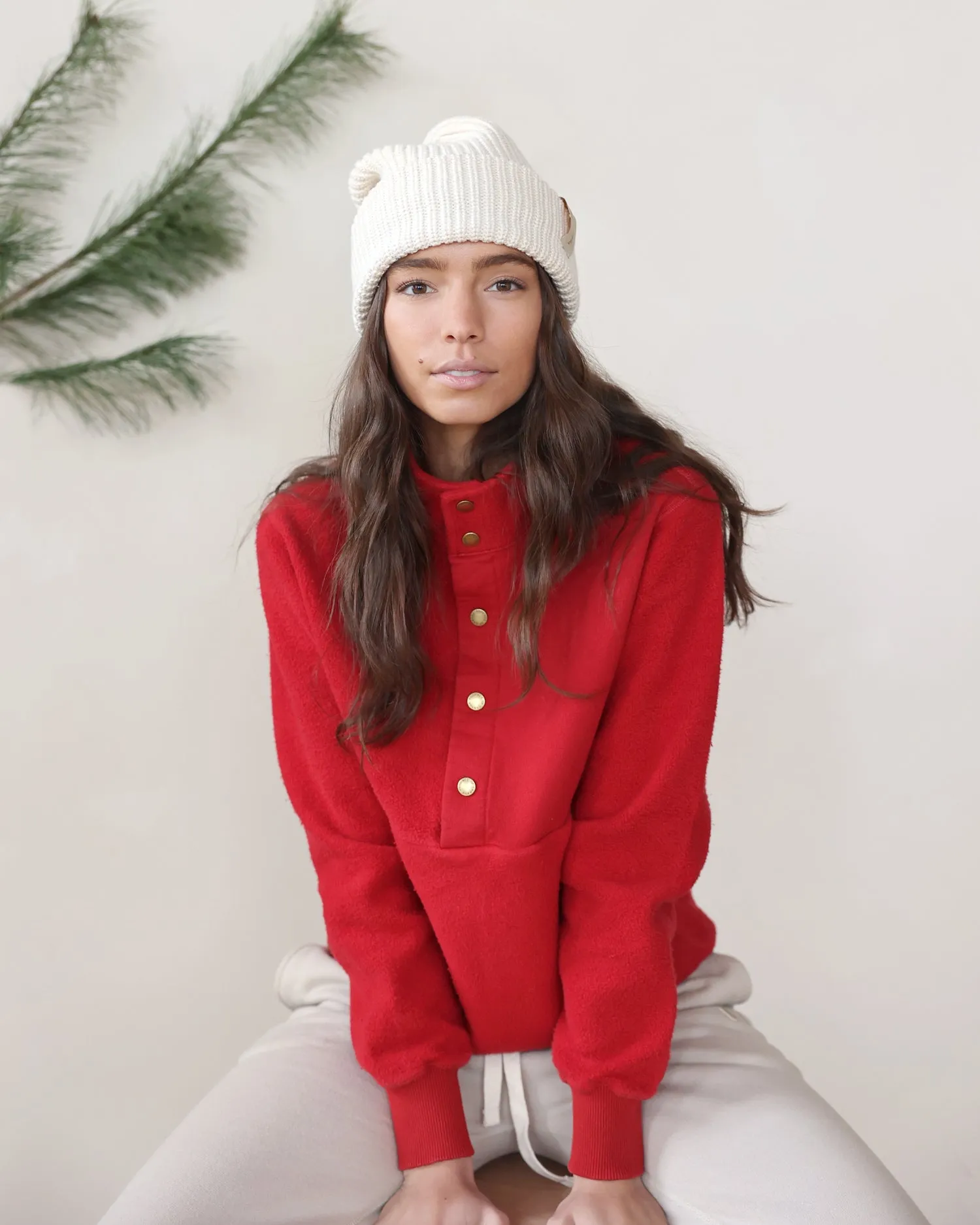 Reverse Fleece Pullover Red - Unisex sold by Province of Canada product image thumbnail 2