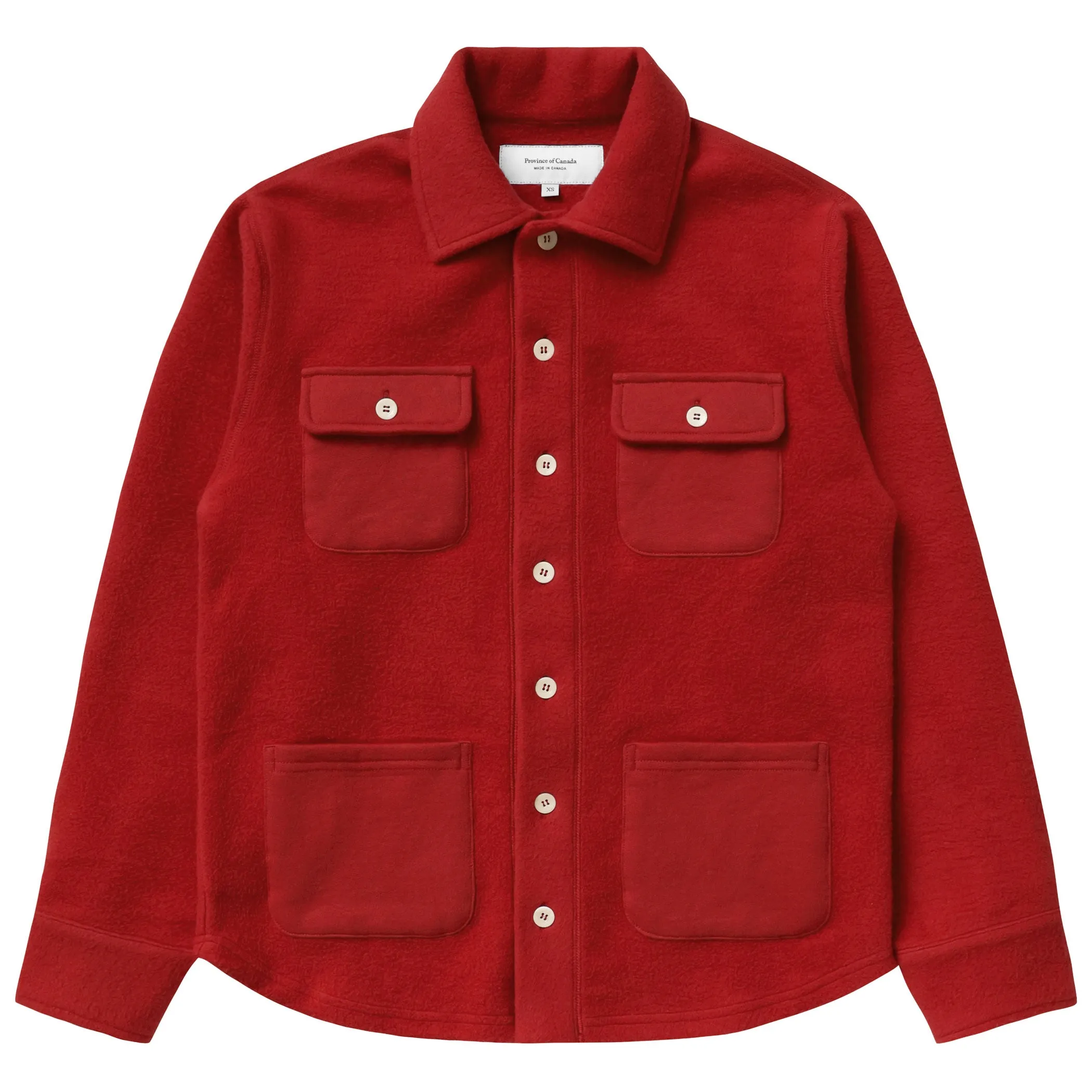 Reverse Fleece Overshirt Red - Unisex sold by Province of Canada