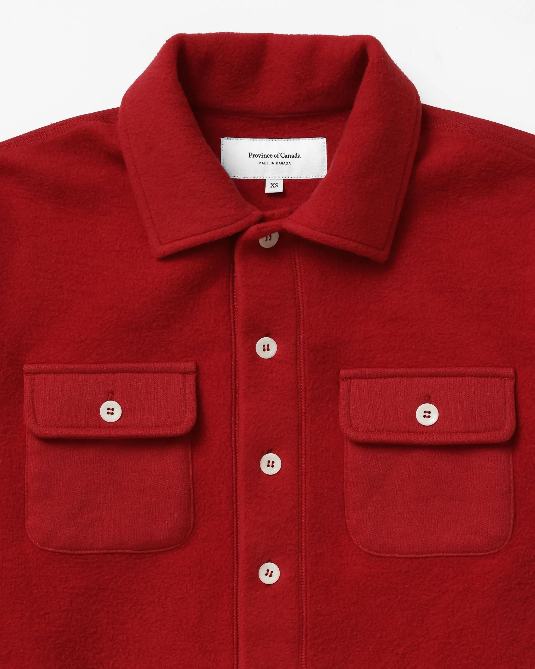 Reverse Fleece Overshirt Red - Unisex sold by Province of Canada product image thumbnail 2