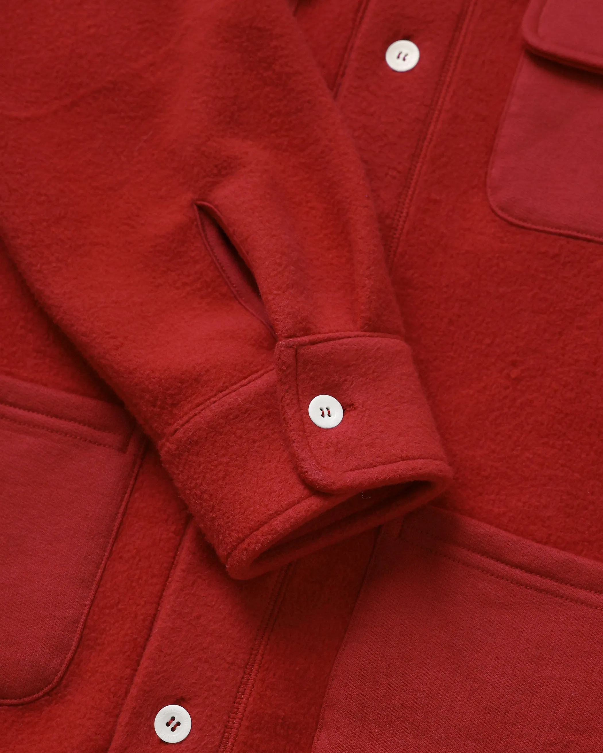 Reverse Fleece Overshirt Red - Unisex sold by Province of Canada product image thumbnail 3