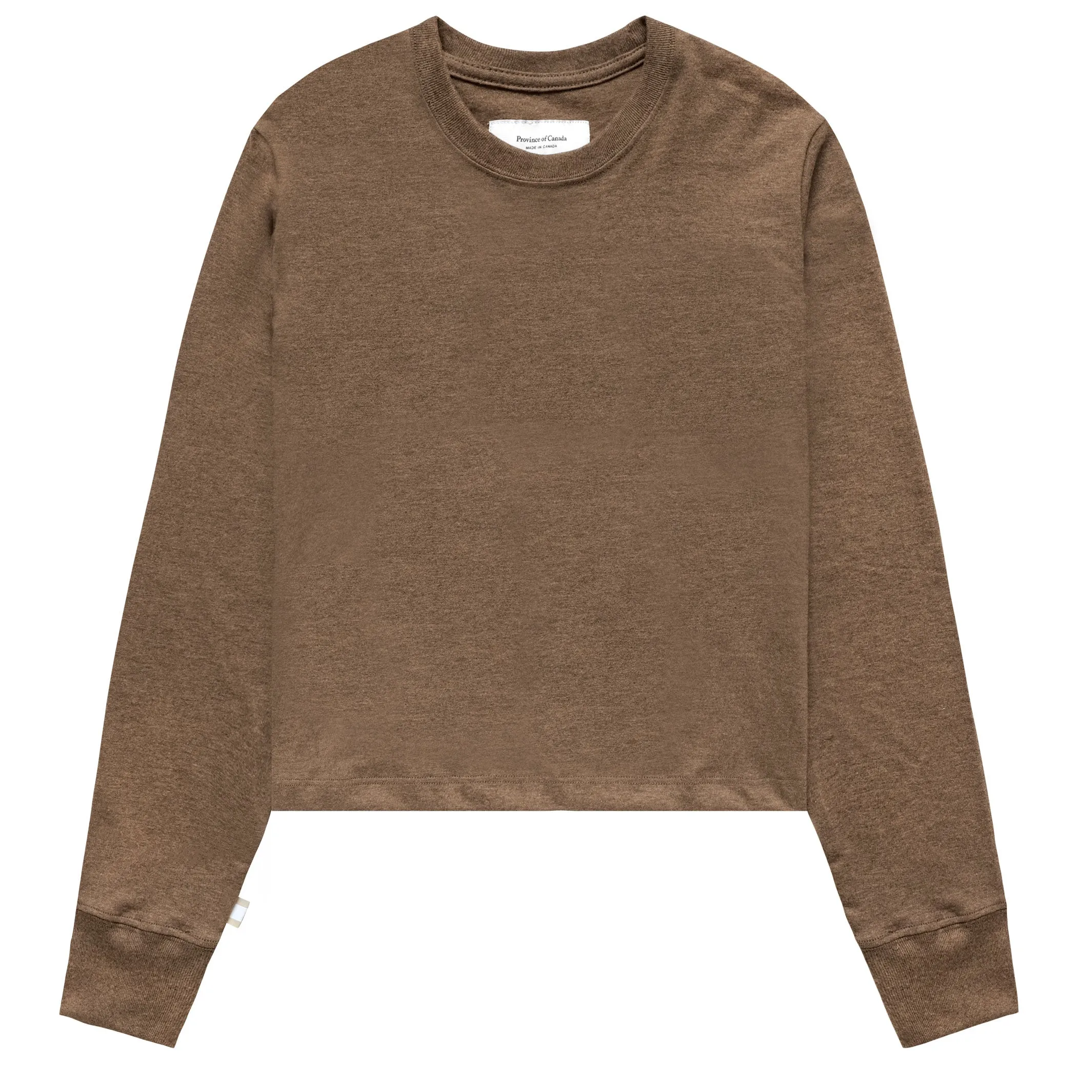 Monday Long Sleeve Crop Top Heather Brown sold by Province of Canada