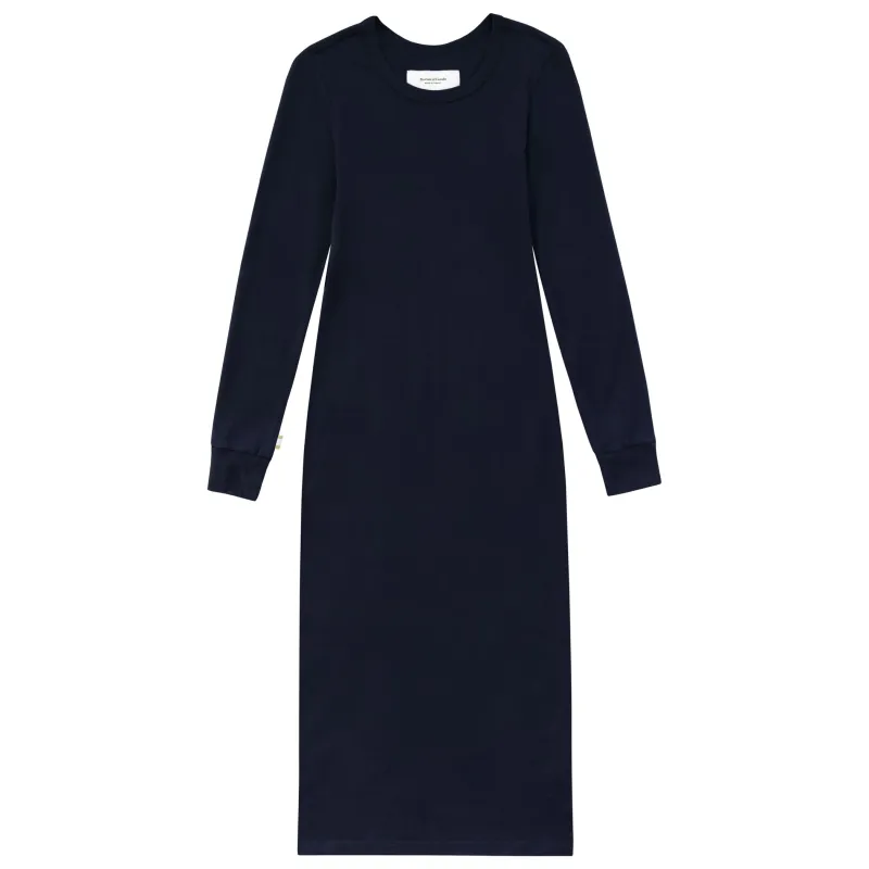 Fine Ribbed Long Sleeve Dress Navy sold by Province of Canada