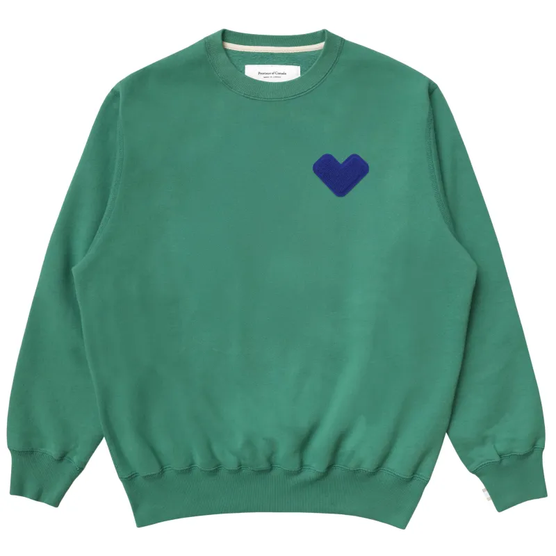 Heart Sweatshirt Green - Unisex made by Province of Canada