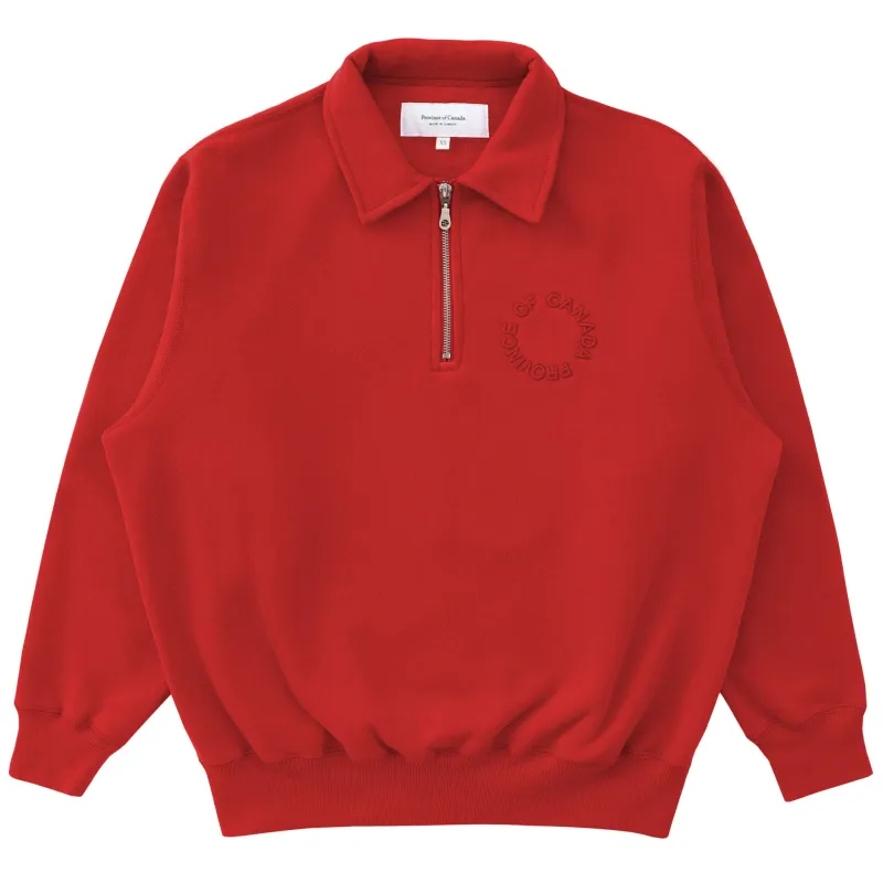 Half Zip Fleece Sweatshirt Red - Unisex made by Province of Canada