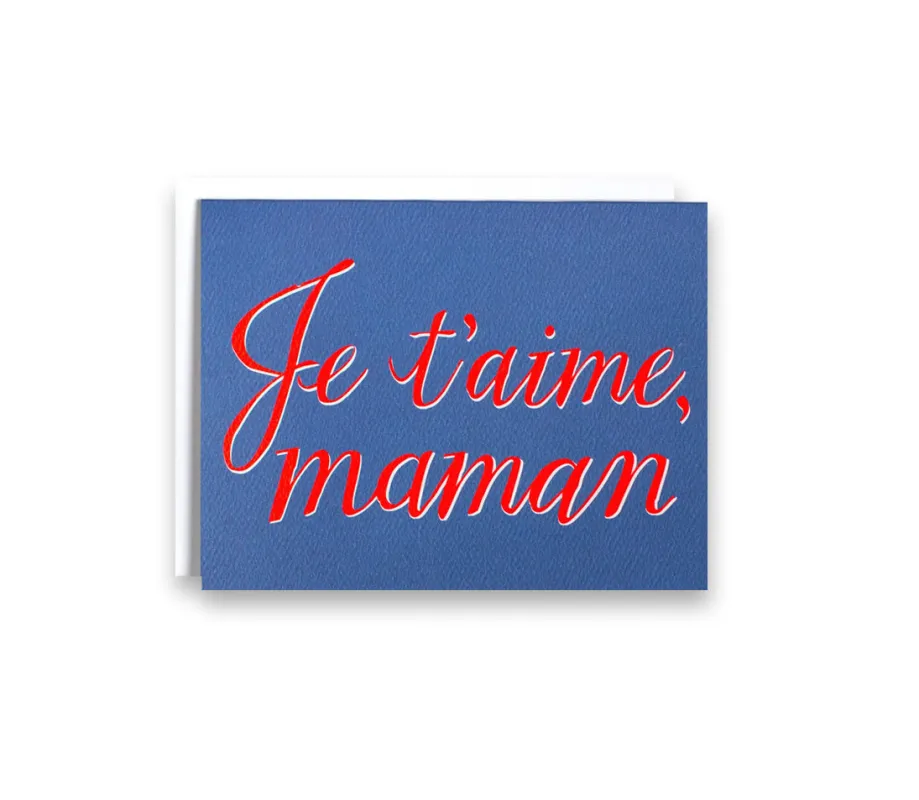 Je t'aime Maman Blue Greeting Card sold by Province of Canada