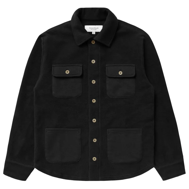 Reverse Fleece Overshirt Black - Unisex sold by Province of Canada