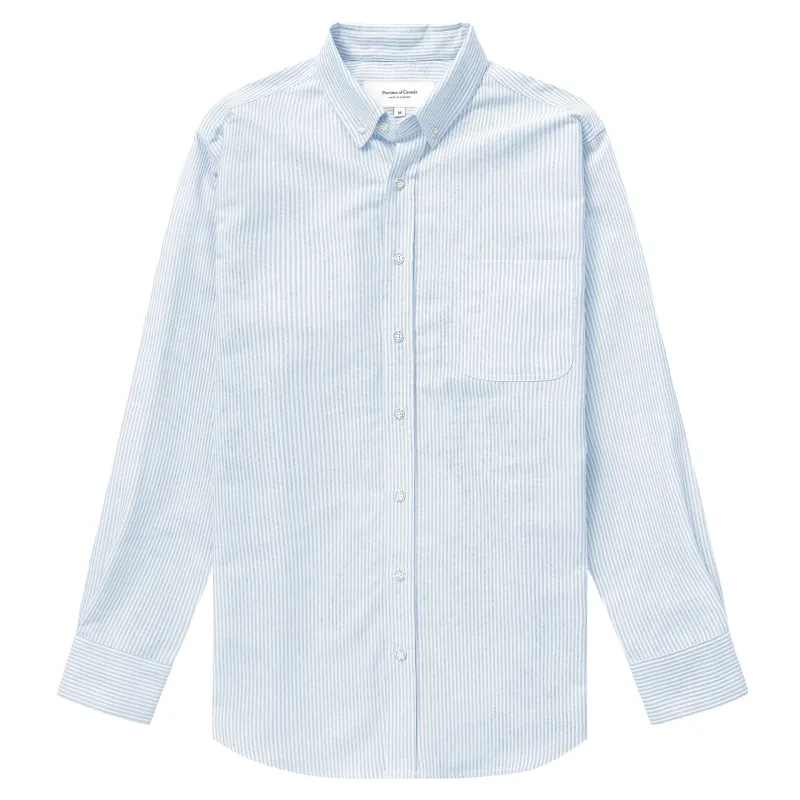 Oxford Stripe Shirt Blue - Unisex made by Province of Canada