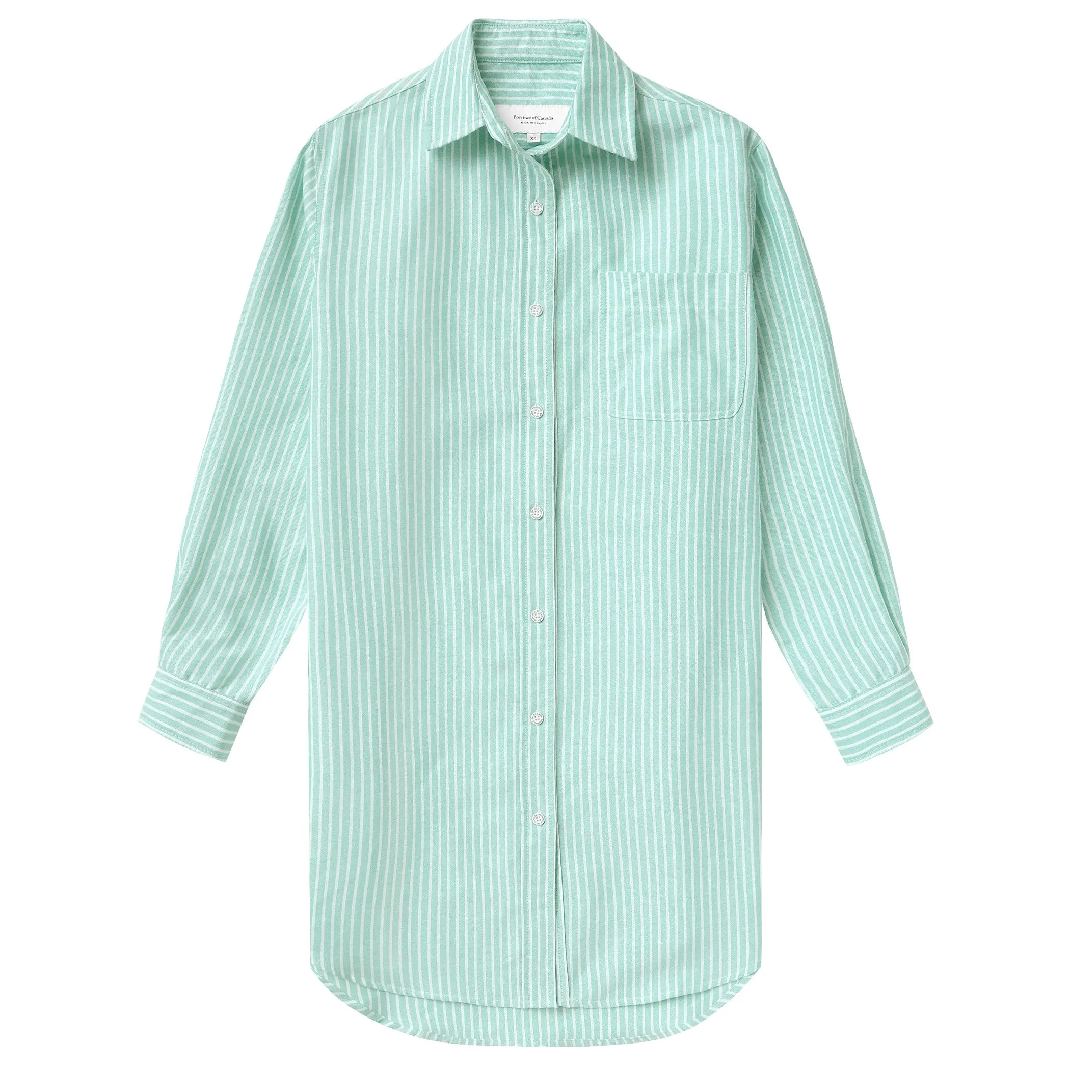 Oxford Wide Stripe Dress Green sold by Province of Canada