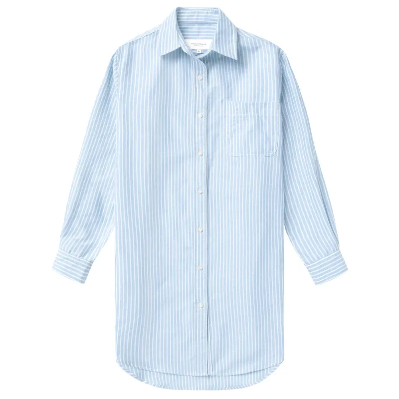 Oxford Wide Stripe Dress Blue made by Province of Canada
