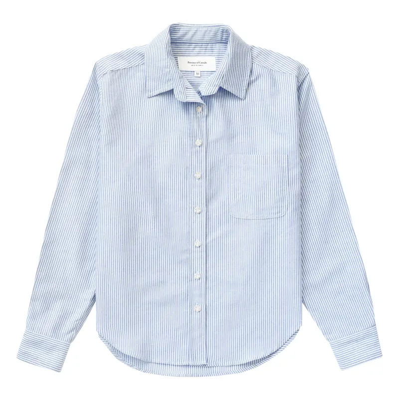 Boxy Oxford Stripe Shirt Royal - Womens made by Province of Canada