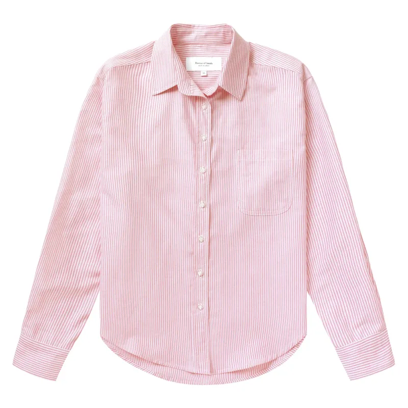 Boxy Oxford Stripe Shirt Cherry - Womens made by Province of Canada