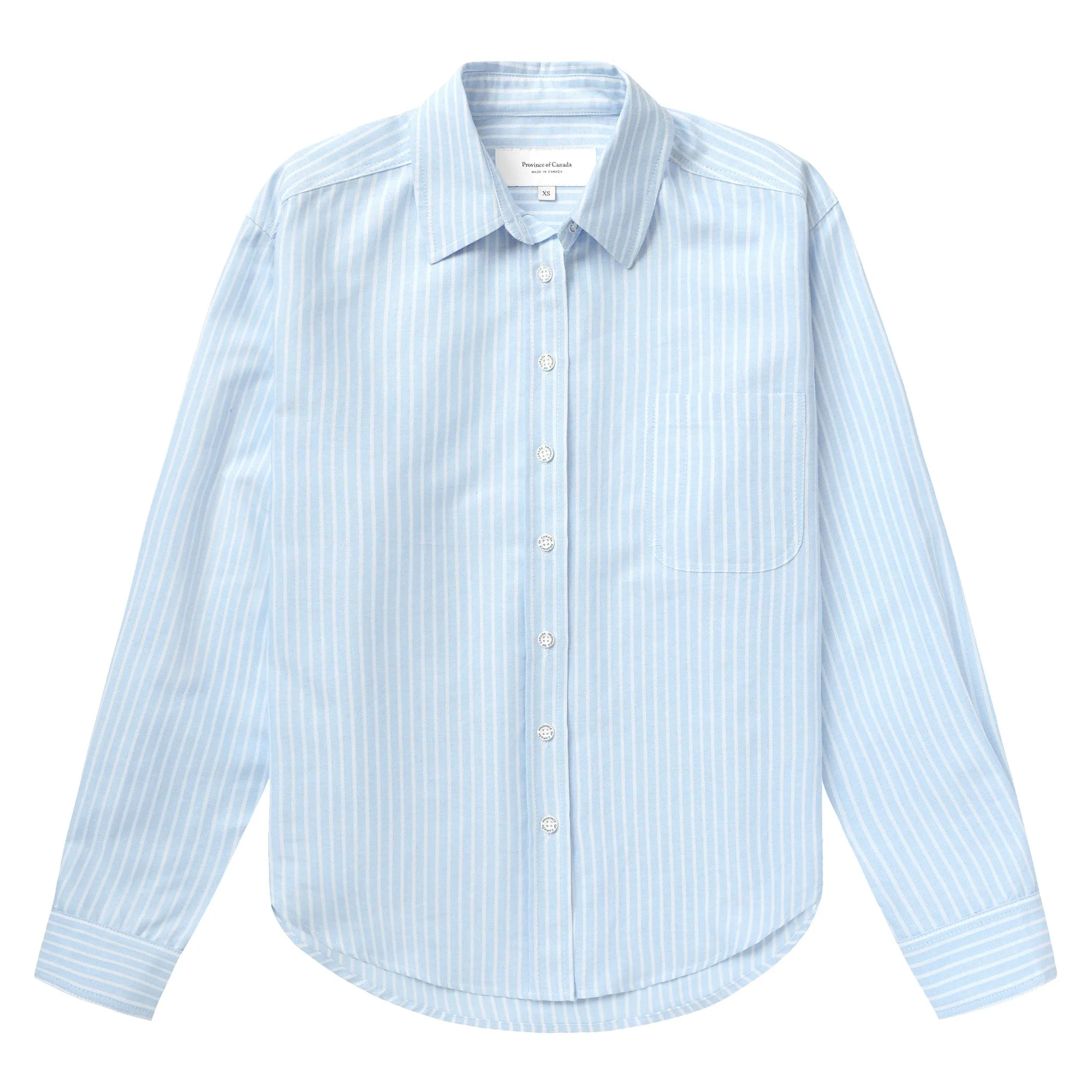 Boxy Oxford Wide Stripe Shirt Blue - Womens sold by Province of Canada