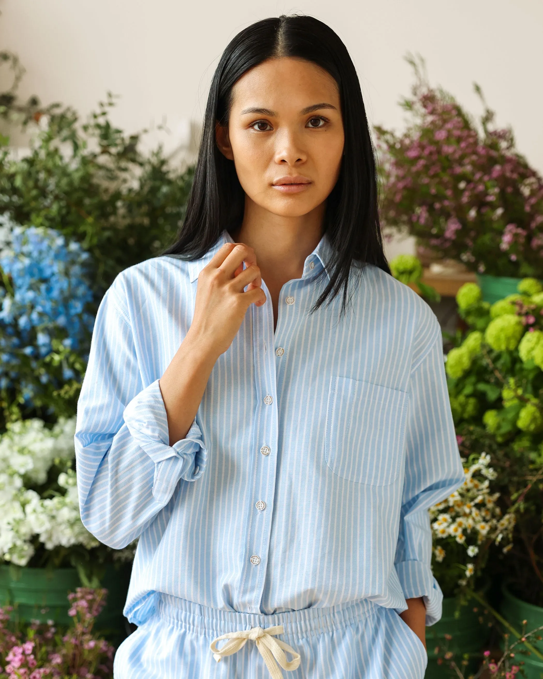 Boxy Oxford Wide Stripe Shirt Blue - Womens sold by Province of Canada product image thumbnail 2