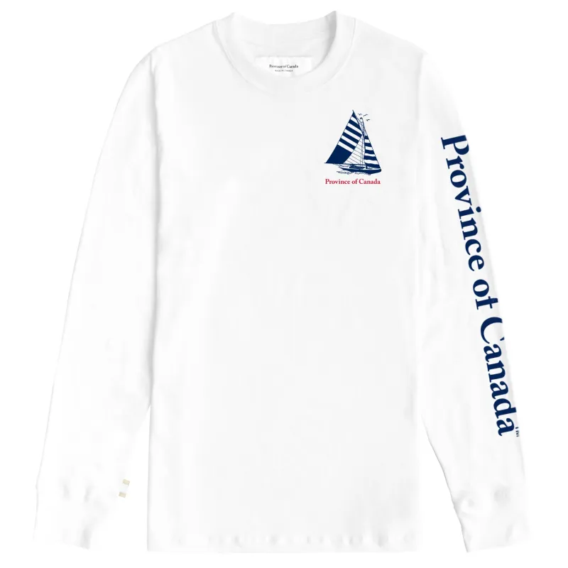 Sailboat Long Sleeve Tee White - Unisex made by Province of Canada
