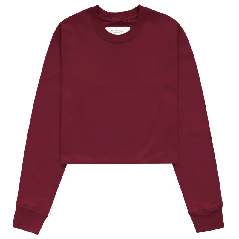 Monday Long Sleeve Crop Top Burgundy made by Province of Canada