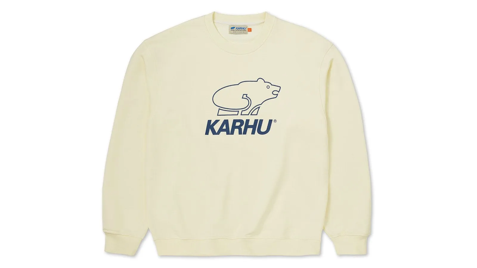 BASIC LOGO SWEATSHIRT - MARSHMALLOW / BLUE PRINT sold by Karhu