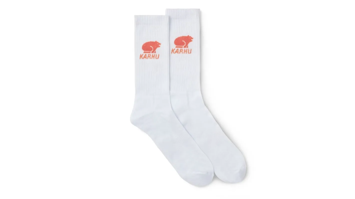 CLASSIC LOGO SOCK - BRIGHT WHITE / CORAL sold by Karhu