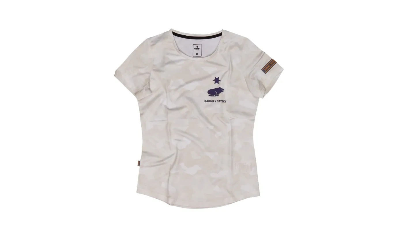 WOMEN'S KARHU X SAYSKY COMBAT T-SHIRT - WHITE SPLINTER CAMO sold by Karhu