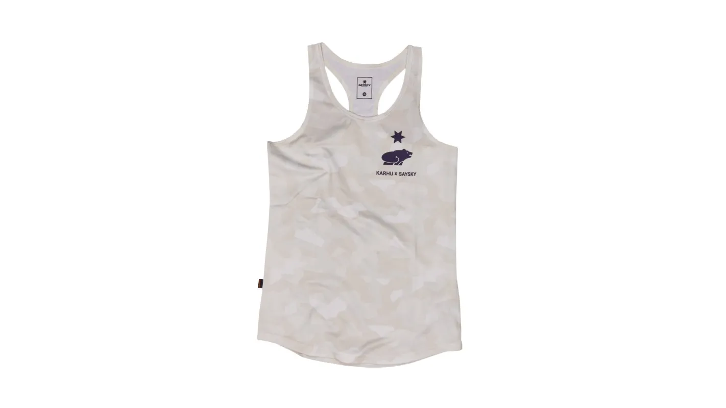 WOMEN'S KARHU X SAYSKY COMBAT SINGLET - WHITE SPLINTER CAMO made by Karhu