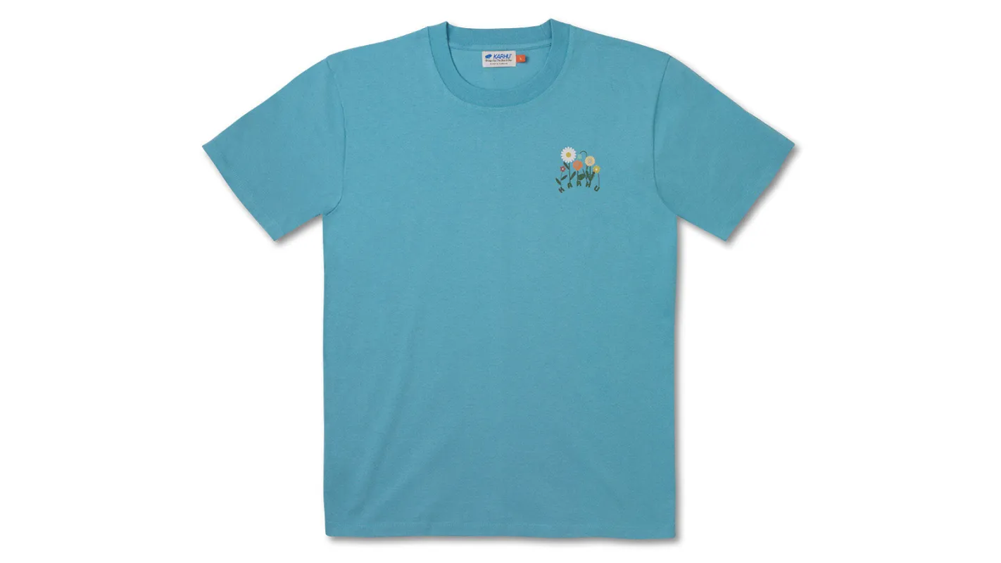 FLOWER LOGO T–SHIRT - DELPHINIUM BLUE / DOUGLAS FIR made by Karhu