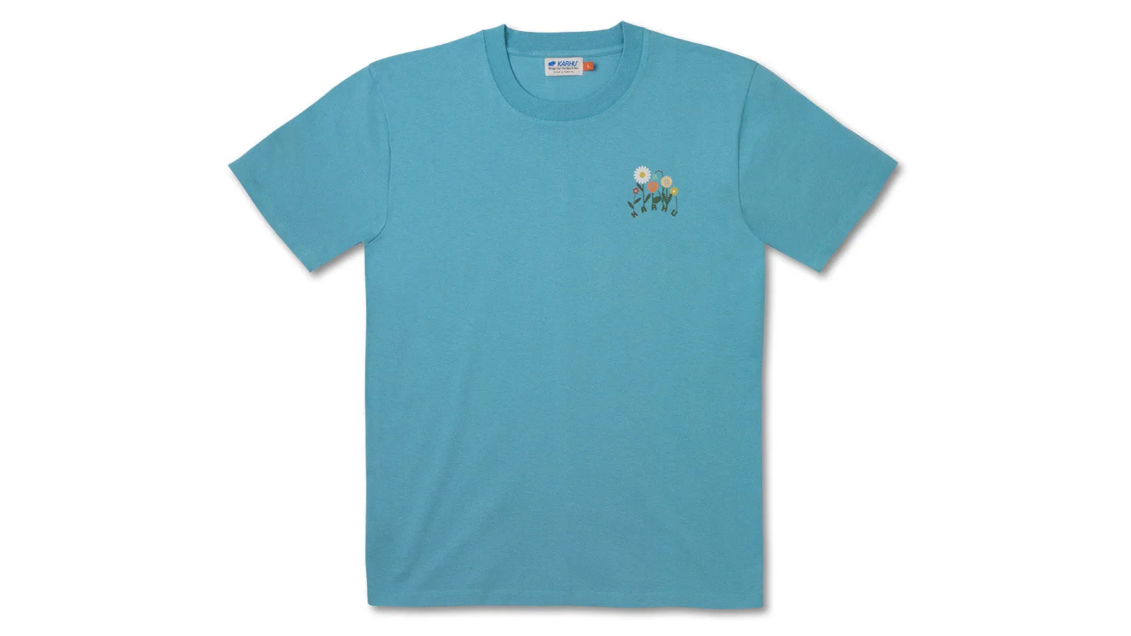 FLOWER LOGO T–SHIRT - DELPHINIUM BLUE / DOUGLAS FIR sold by Karhu