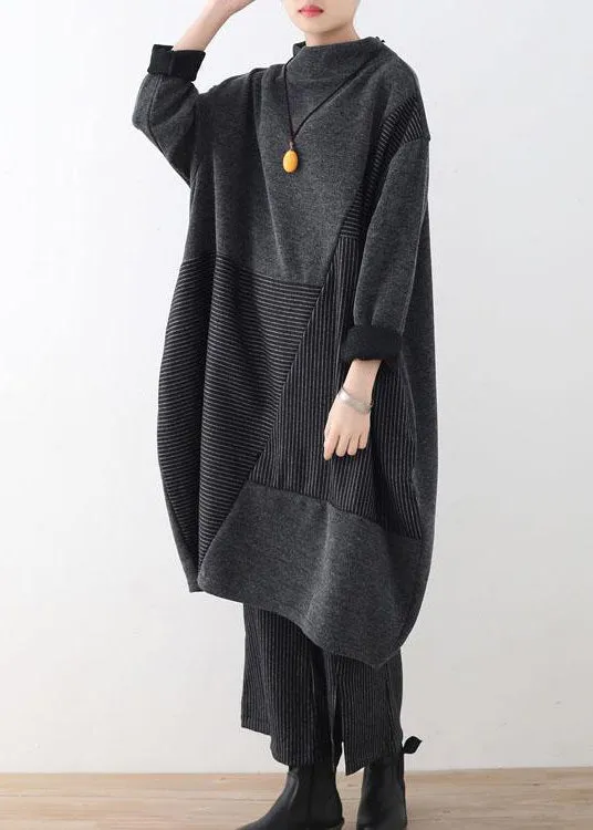 Women's Two-Piece Set Gray Striped Sweater and Wide Leg Knit Pants sold by Hensley London product image thumbnail 3