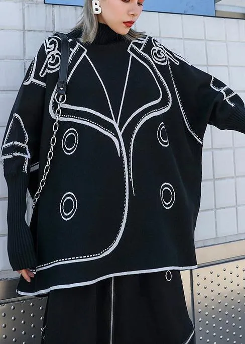 Women's Plus Size Blouse Black Print Knit Batwing Sleeve sold by Hensley London