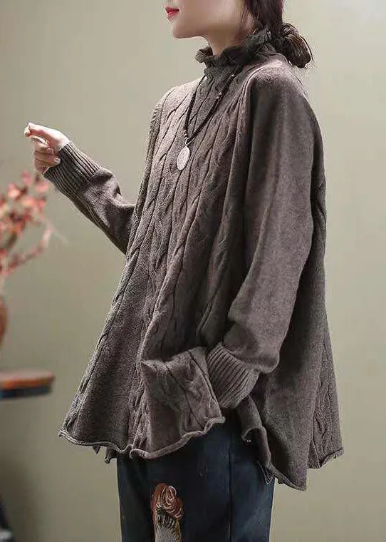 Women's Knit Sweater Khaki Turtleneck Casual sold by Hensley London product image thumbnail 2