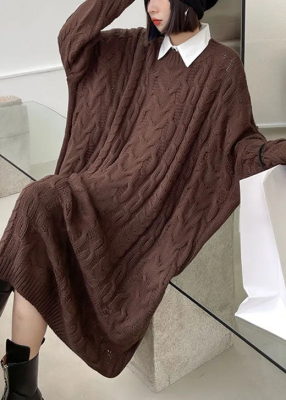 Women's Sweater Dress Coffee Knit Casual sold by Hensley London