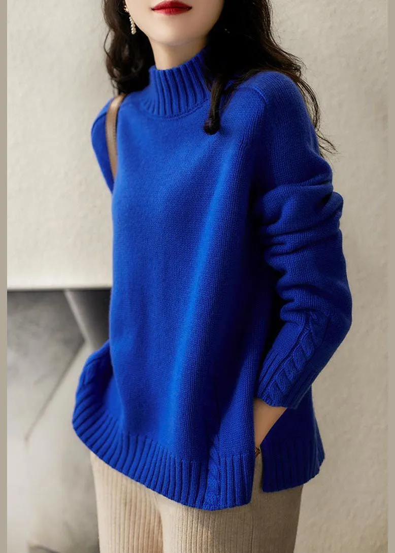 Women's Sweater Blue Wool Blend Slim Fit sold by Hensley London product image thumbnail 4