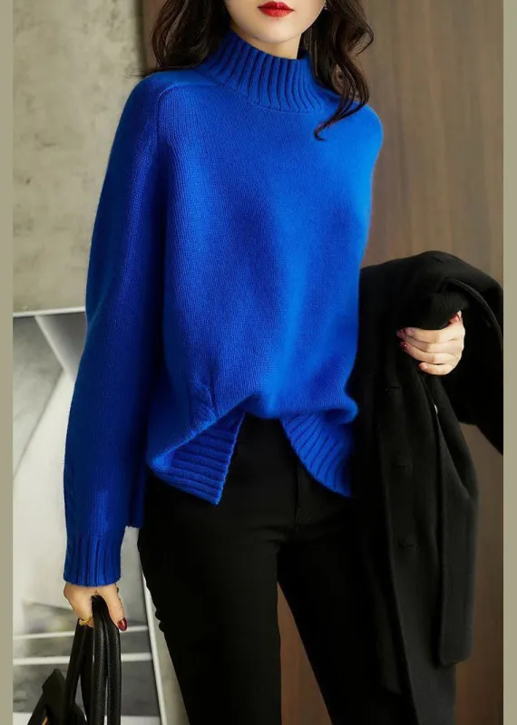 Women's Sweater Blue Wool Blend Slim Fit sold by Hensley London