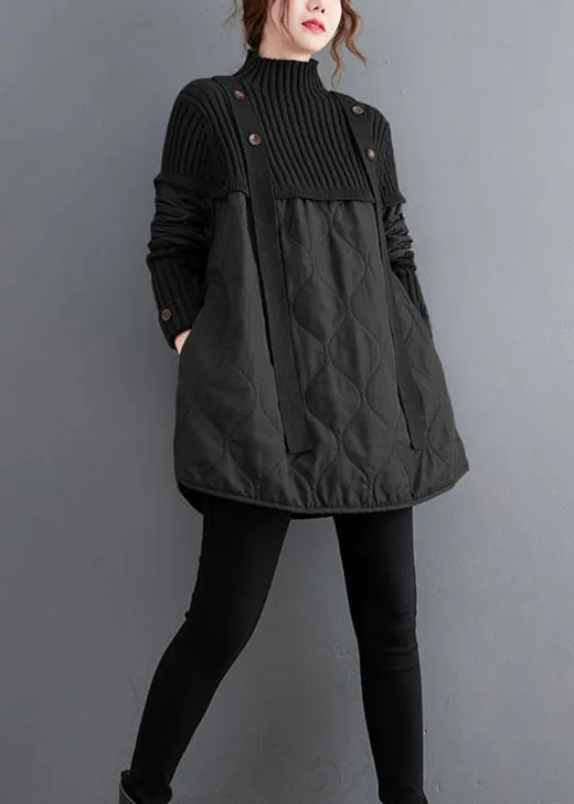 Women's Sweater Black Knit Patchwork Cotton sold by Hensley London product image thumbnail 5