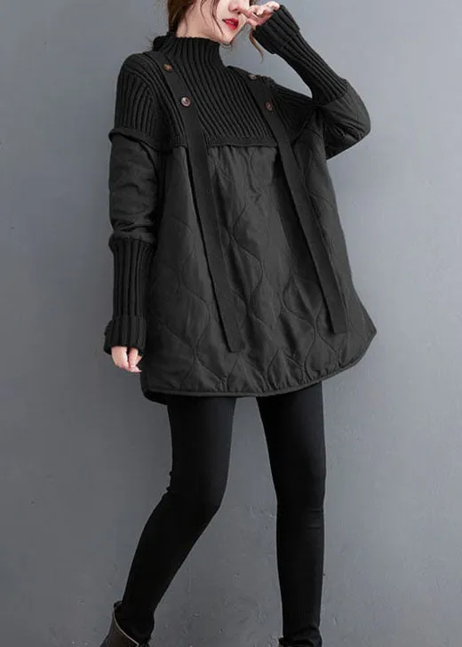 Women's Sweater Black Knit Patchwork Cotton sold by Hensley London product image thumbnail 2