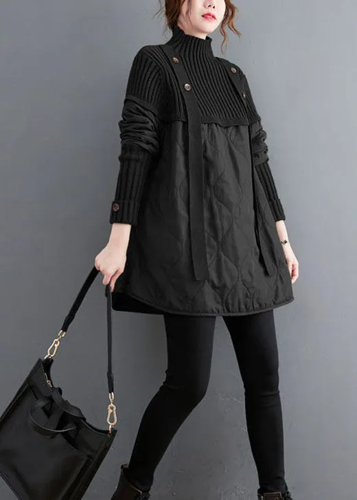 Women's Sweater Black Knit Patchwork Cotton sold by Hensley London product image thumbnail 4