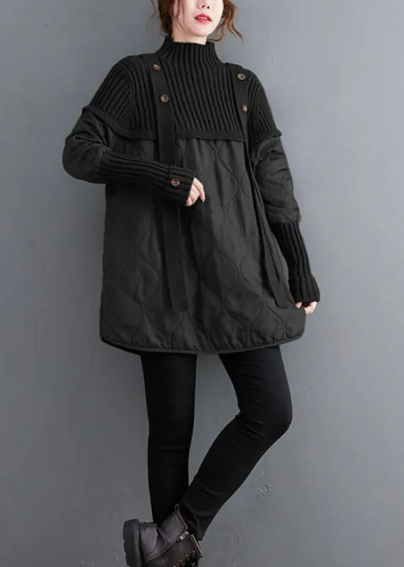 Women's Sweater Black Knit Patchwork Cotton sold by Hensley London