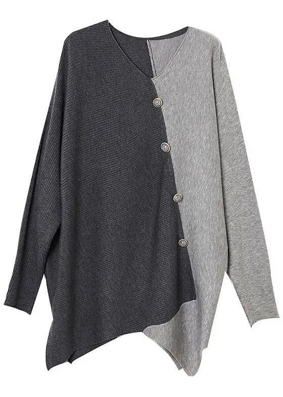 Women's Knit Shirt Grey Asymmetrical Patchwork sold by Hensley London product image thumbnail 5