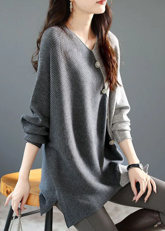 Women's Knit Shirt Grey Asymmetrical Patchwork sold by Hensley London product image thumbnail 2