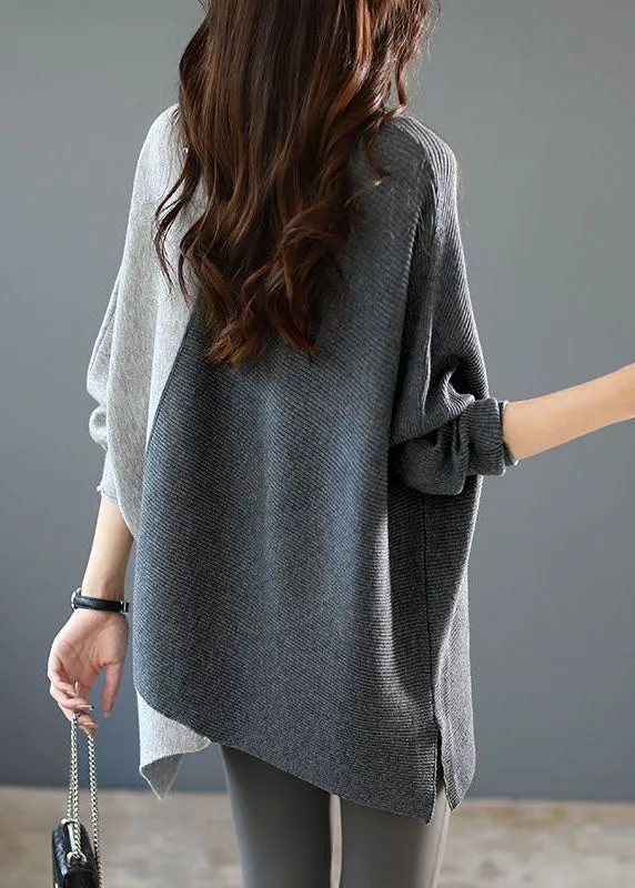 Women's Knit Shirt Grey Asymmetrical Patchwork sold by Hensley London product image thumbnail 3