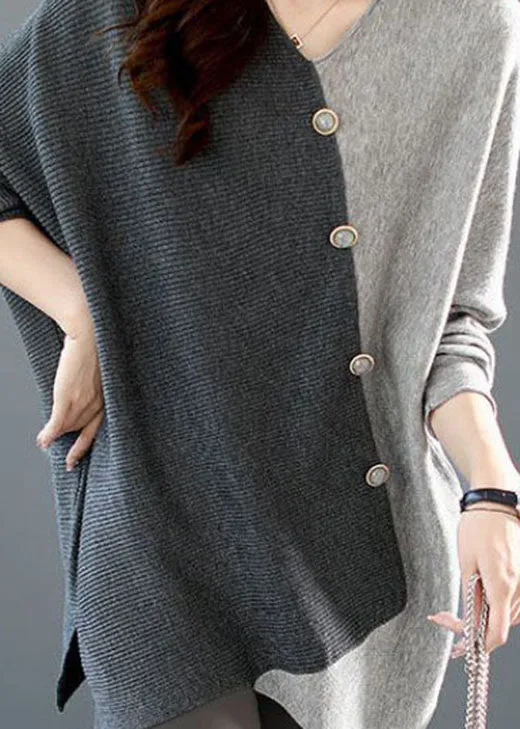 Women's Knit Shirt Grey Asymmetrical Patchwork sold by Hensley London product image thumbnail 4