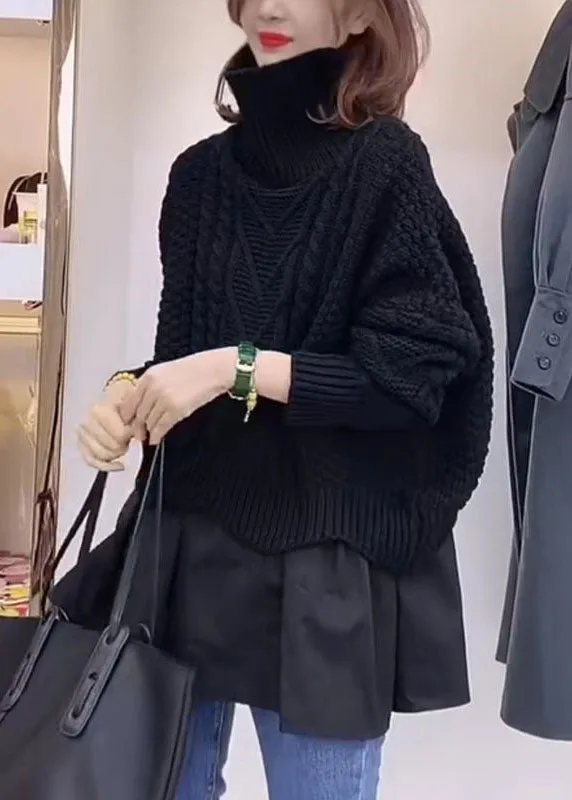 Women's Sweater Black Knit Turtle Neck sold by Hensley London