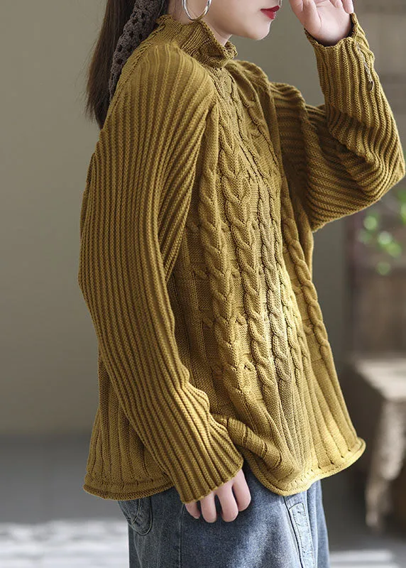 Women's Sweater Yellow Knit Turtle Neck sold by Hensley London product image thumbnail 3