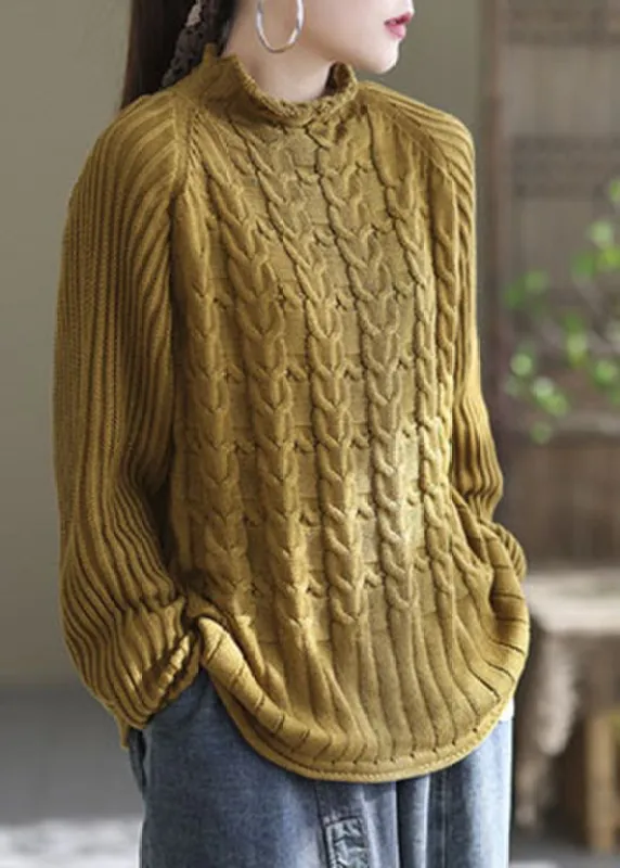Women's Sweater Yellow Knit Turtle Neck sold by Hensley London