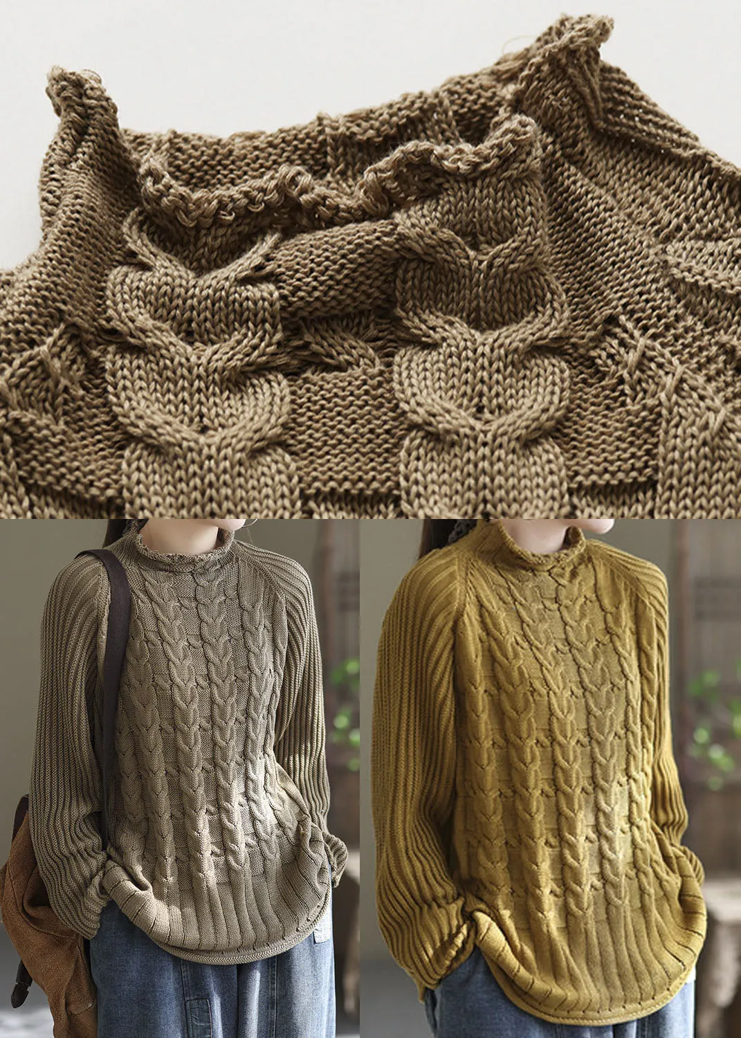 Women's Sweater Yellow Knit Turtle Neck sold by Hensley London product image thumbnail 5