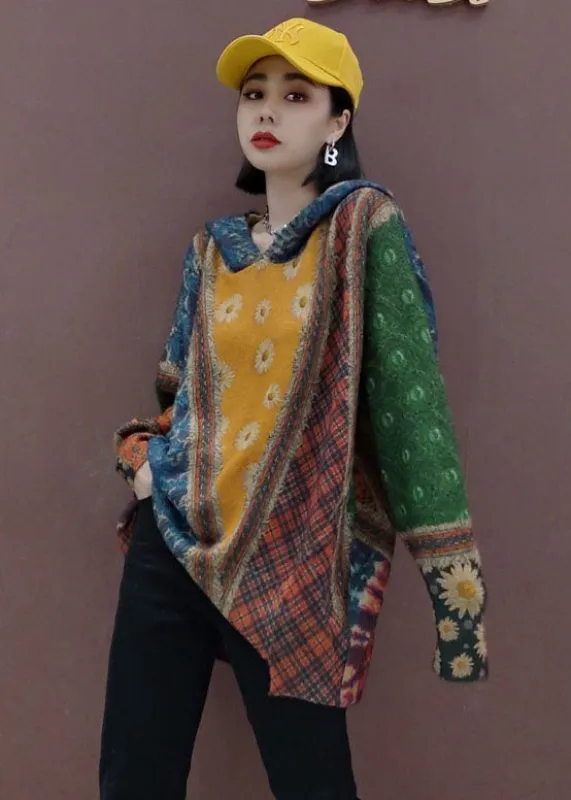 Women's Hooded Sweater Top Multicolor Knit sold by Hensley London