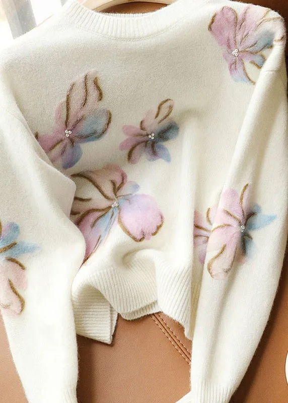 Women's Sweater White O Neck Pearl Patchwork sold by Hensley London product image thumbnail 3