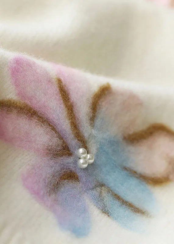 Women's Sweater White O Neck Pearl Patchwork sold by Hensley London product image thumbnail 4