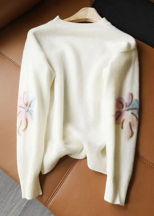 Women's Sweater White O Neck Pearl Patchwork sold by Hensley London product image thumbnail 2