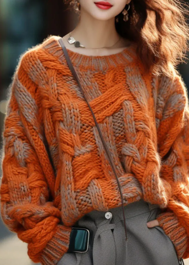 Women's Oversized Sweater Orange Cotton Knitted sold by Hensley London product image thumbnail 3