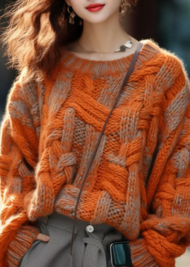 Women's Oversized Sweater Orange Cotton Knitted sold by Hensley London product image thumbnail 4